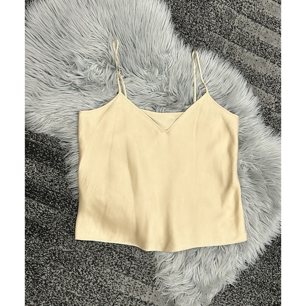 VINCE Women's Satin Camisole Tank Sz Large Camel Spaghetti Strap Tank‎ Tan